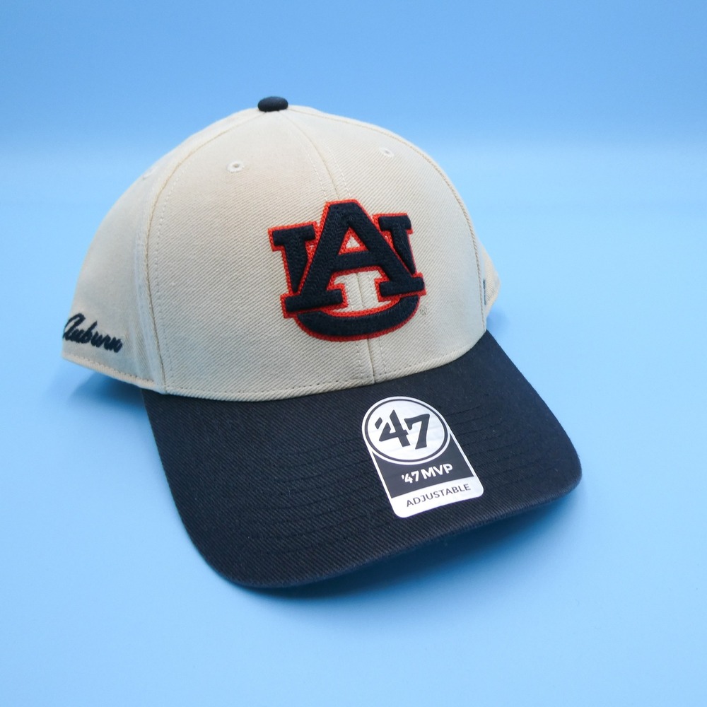 '47 Brand Hat Mens One Size MVP Auburn Tigers Tan Navy Blue Cotton Snapback Cap